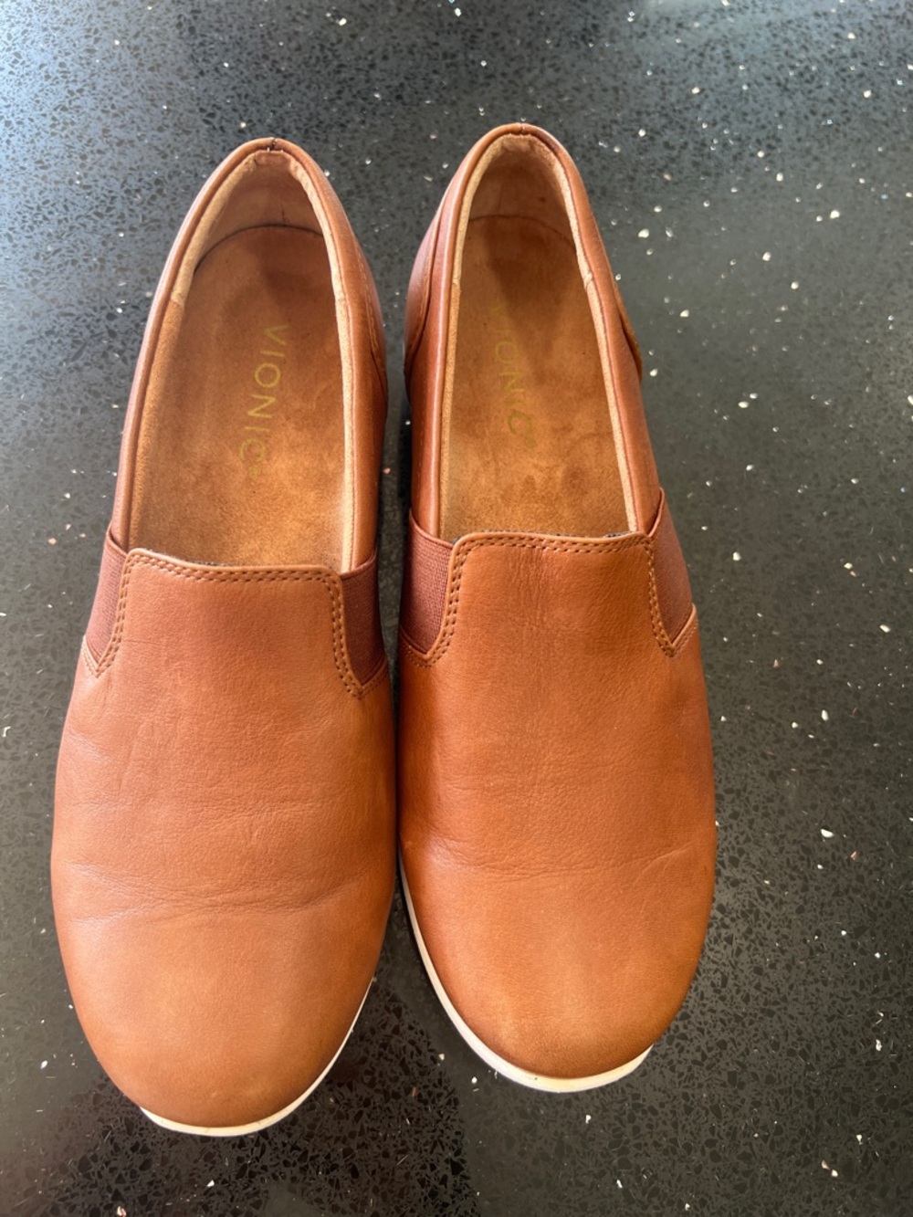 Vionic Men’s Brown Slip-On Loafers with White Sole